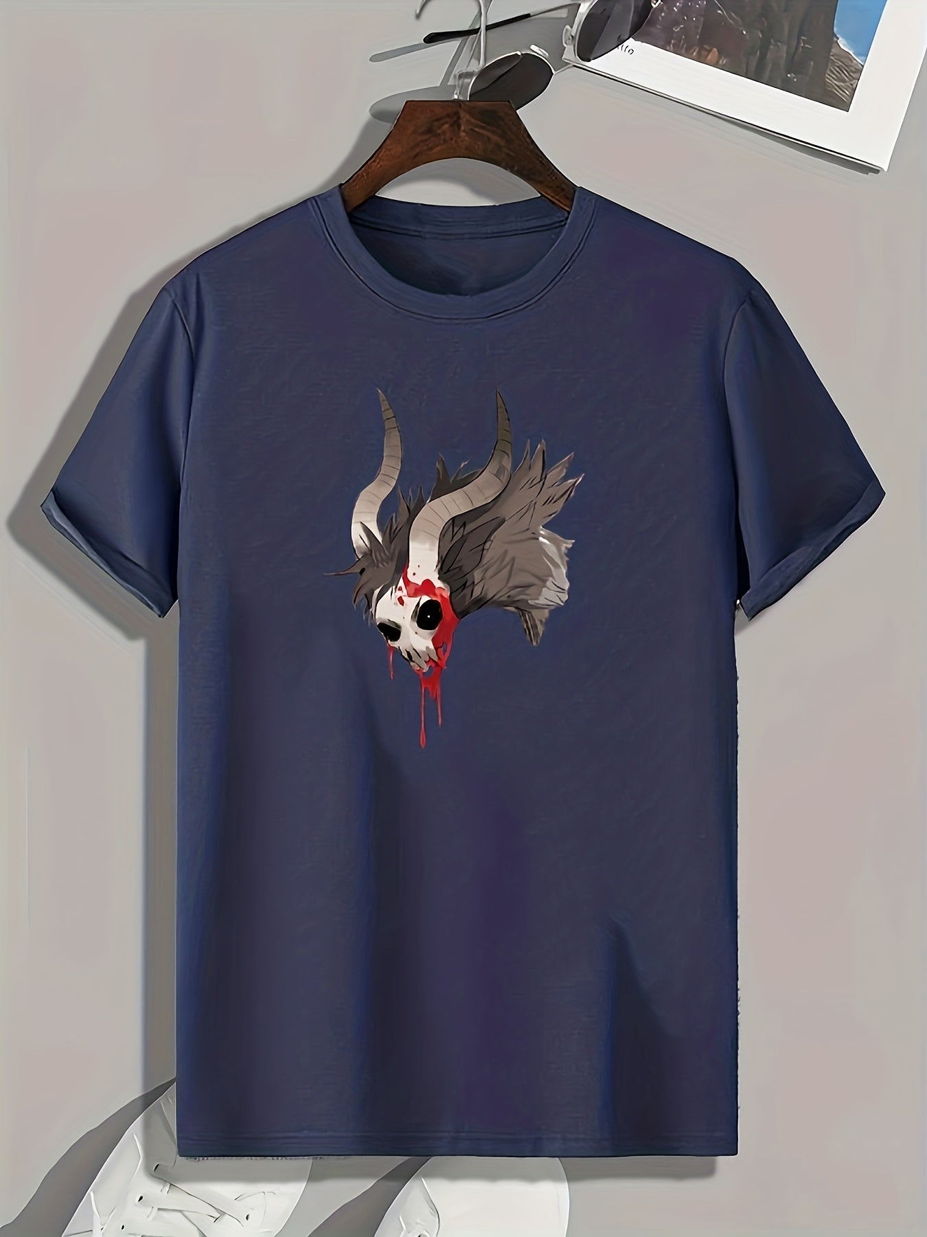 Goat Skeleton Print Men's Graphic Tee for Summer