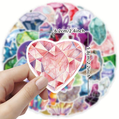 50pcs Crystal Stickers Laptop Water Bottle Bumper Skateboard Decor