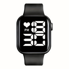 LED Screen Electronic Watch With Silicone Band Boys Girls Gift
