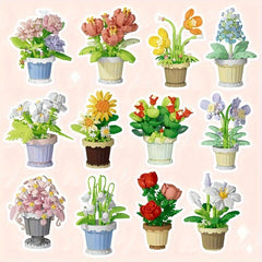 Artificial Flower Model Building Blocks Flower Pot Assembly Building Blocks Toys