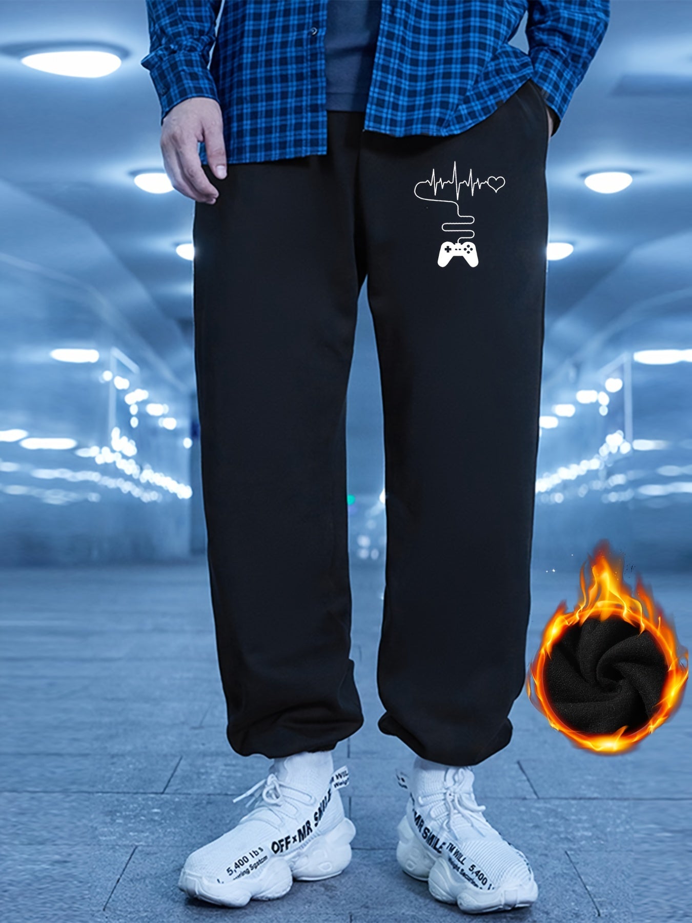 Men's Cartoon Print Jogger Pants Loose Fit Drawstring