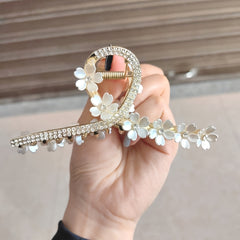 Large Hair Claw Clip Camellia & Rhinestones Non slip Hair Clip Women Girls