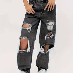 Distressed Wide Leg Jeans Women's Denim Jeans