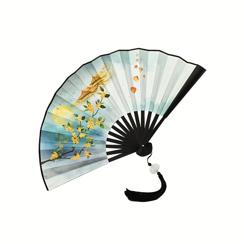 Chinese Style Double Sided Silky Tassel Folding Fan
