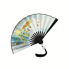Chinese Style Double Sided Silky Tassel Folding Fan