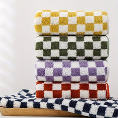 4pcs Checkered Pattern Hand Towel Soft Skin-friendly Face Towel