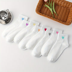 8 Pairs Heart Print Socks Women's Stockings