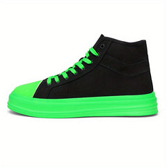 Two Tone High Top Board Shoes Lace Up Non Slip Canvas Shoes
