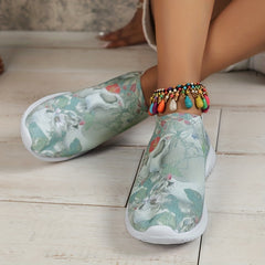 Women's Halloween Pattern Sneakers Low Top Slip On Knit Sock Shoes