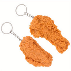 2pcs Fried Chicken Leg Keychain Pendant Funny Car Keychain