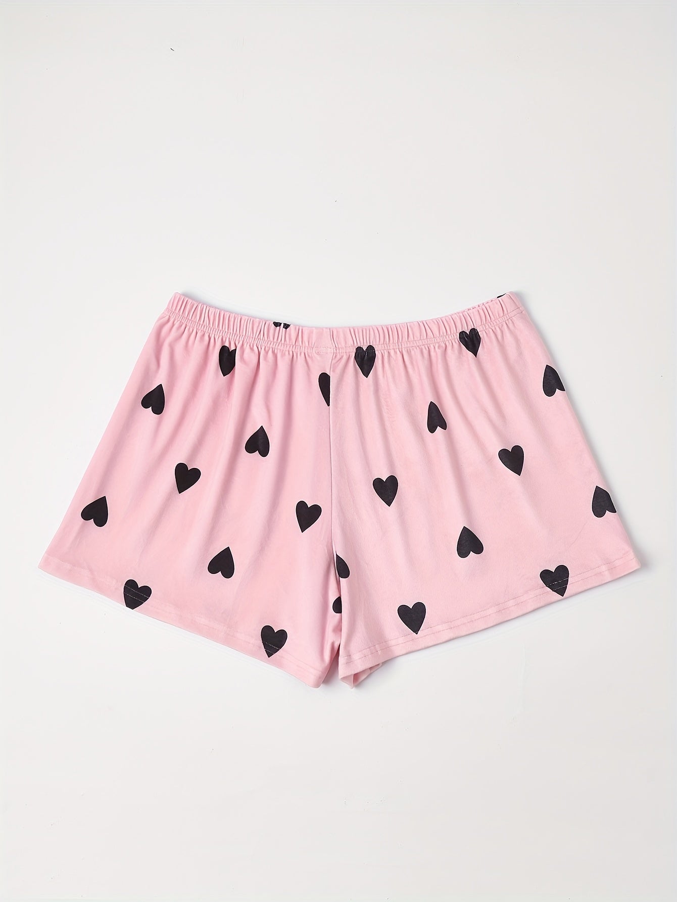 Heart Print Fluffy Loungewear Shorts