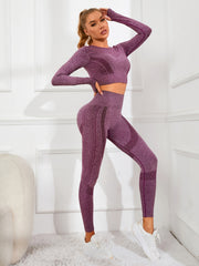 Seamless Long Sleeve Top and Leggings Set for Women