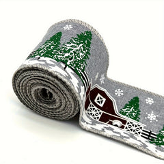 4.57M Merry Christmas Wired Edge Ribbon for Holiday Decor
