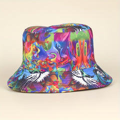 Fisherman Hat Cartoon Print Double sided Basin Hat Sun Visor Hip hop Cap