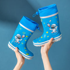Kids Cartoon Rain Boots Astronaut Bunny Print