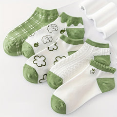 5 Pairs Girls Kids Low Cut Ankle Socks for Spring Autumn