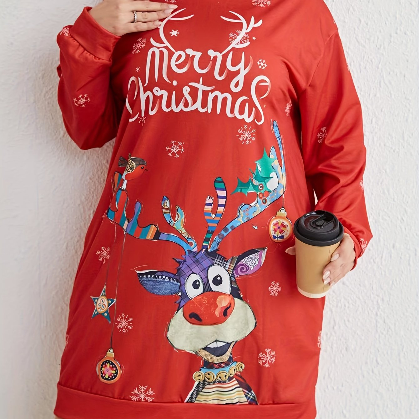 Christmas Snowflake & Elk Hooded Dress