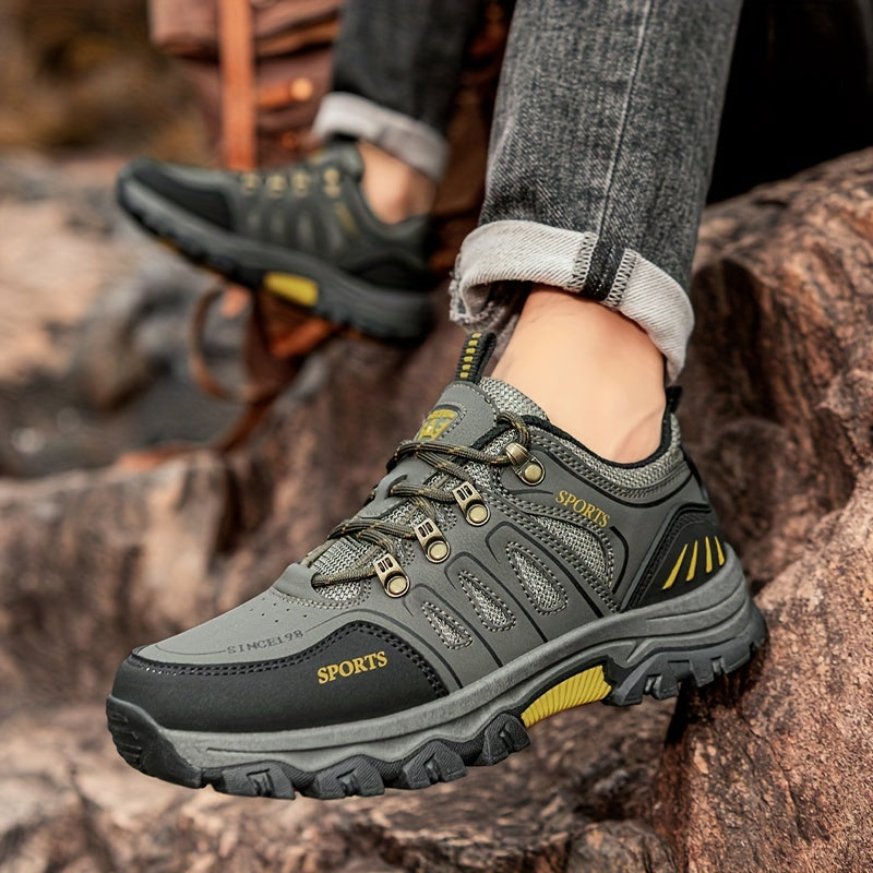 Men's Lace Up Durable PU Leather Hiking Shoes