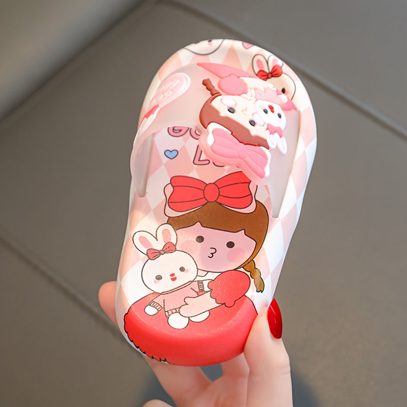 Girls Cartoon Open Toe Slippers Non Slip Lightweight Indoor Slippers