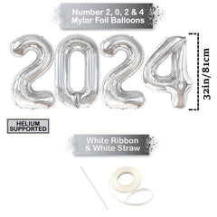 35pcs Silvery Year Theme Party Balloons Decoration Set