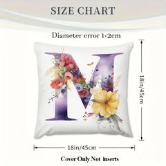 Floral M Letter Pillow Cover for Various Occasions