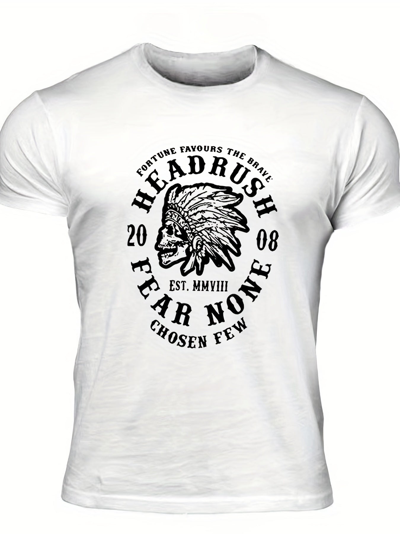 Men's Fear None Print T-shirt Crew Neck Tee