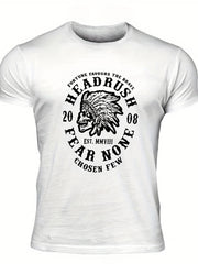 Men's Fear None Print T-shirt Crew Neck Tee