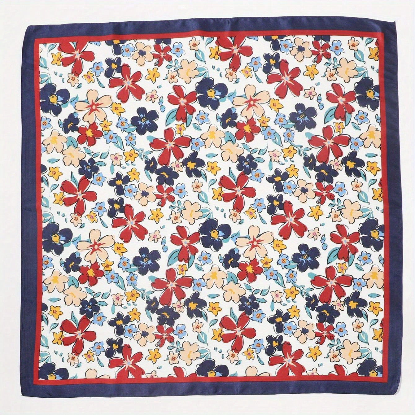 Vintage Flower Print Bandana Square Scarf Neckerchief Classic Head Wrap