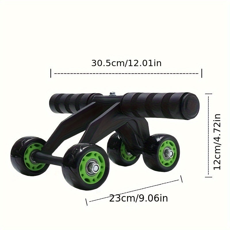 Abdominal Roller with 4 Wheels & Non Slip Handles for Core Strength Training