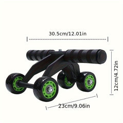 Abdominal Roller with 4 Wheels & Non Slip Handles for Core Strength Training