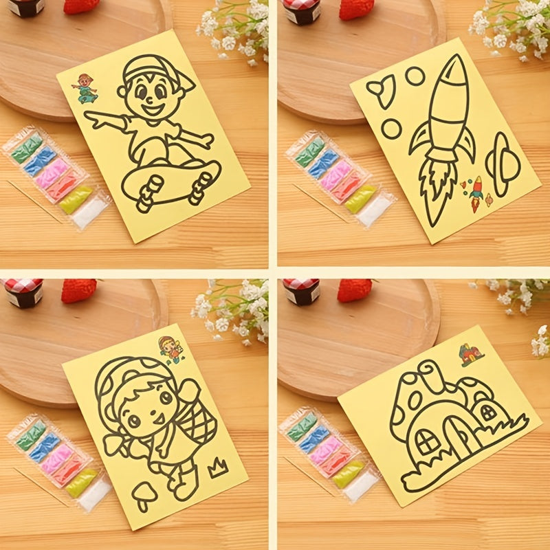 10pcs Sand Painting Set For Kids DIY Colorful Sand Making Educational Gift