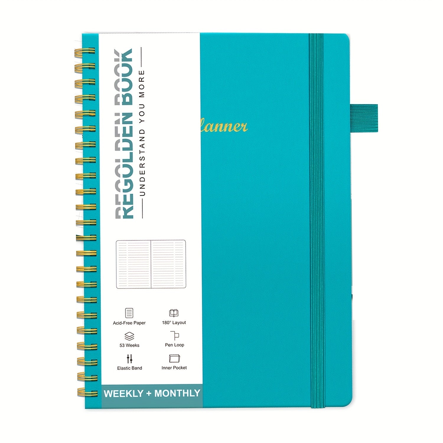 Undated Planner 12 Month Weekly Monthly Hardcover Faux Leather Spiral Bound