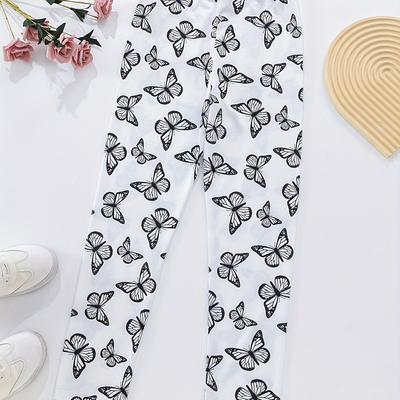 Girls Butterfly High Waist Slim Fit Yoga Pants