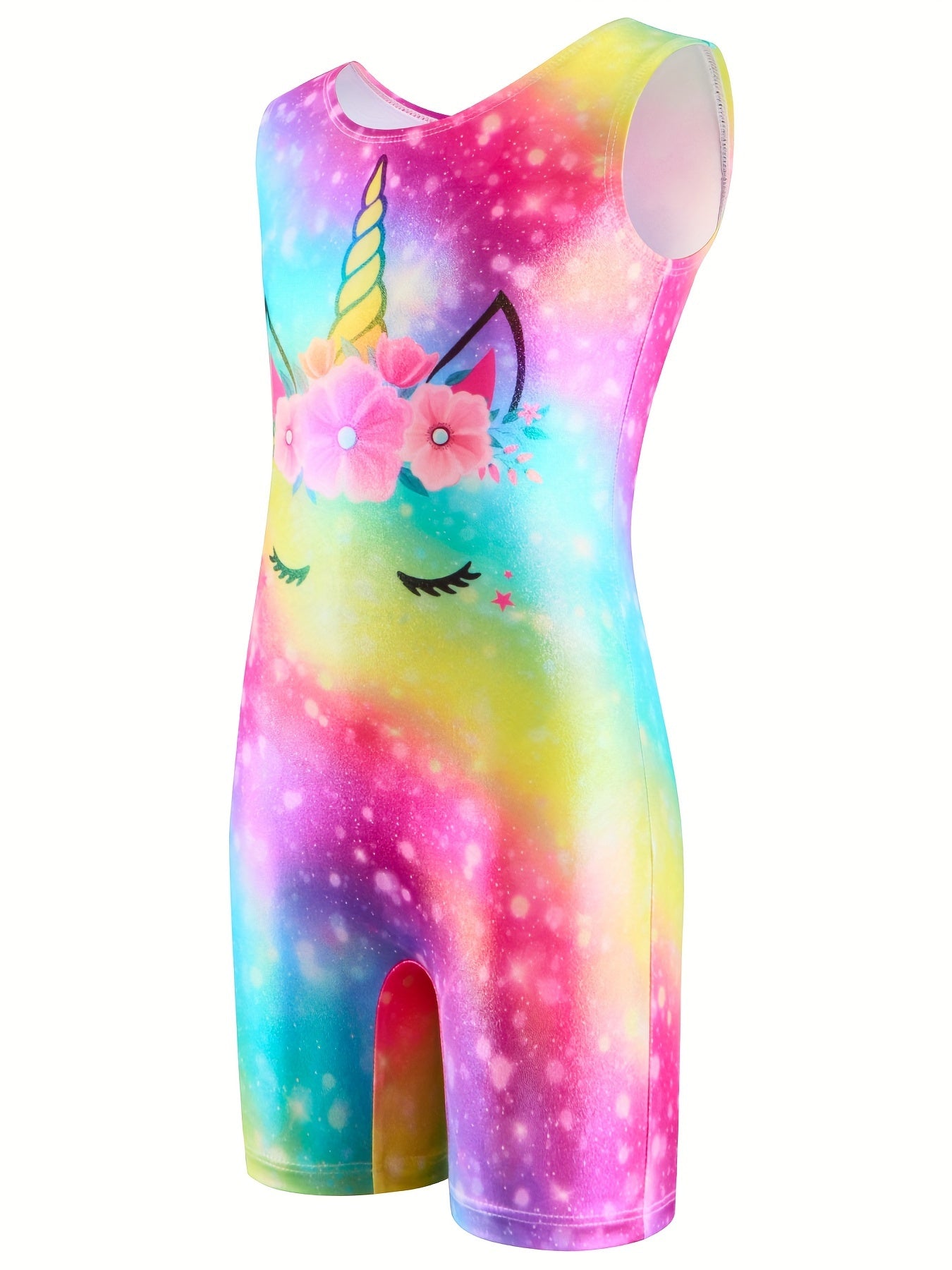 Dreamy Tie Dye Unicorn Print Ballet Leotard for Dance Practice