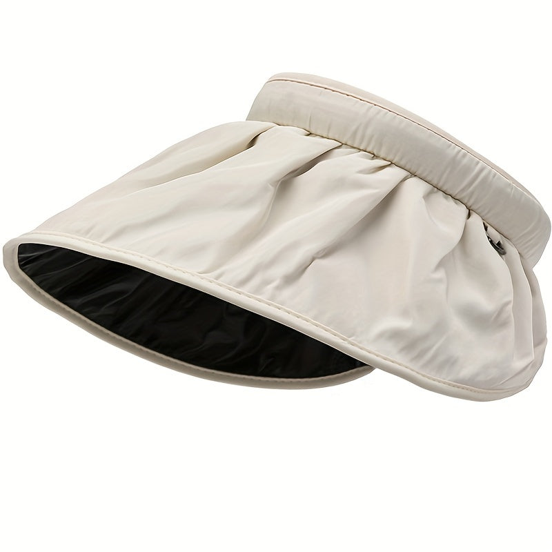 Solid Shell Visor Hat Foldable Headband Wide Brim Sunscreen Travel Beach Hats