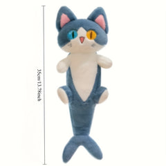 Shark Cat Plush Toy Soft Cartoon Stuffed Animal with Expressive Eyes