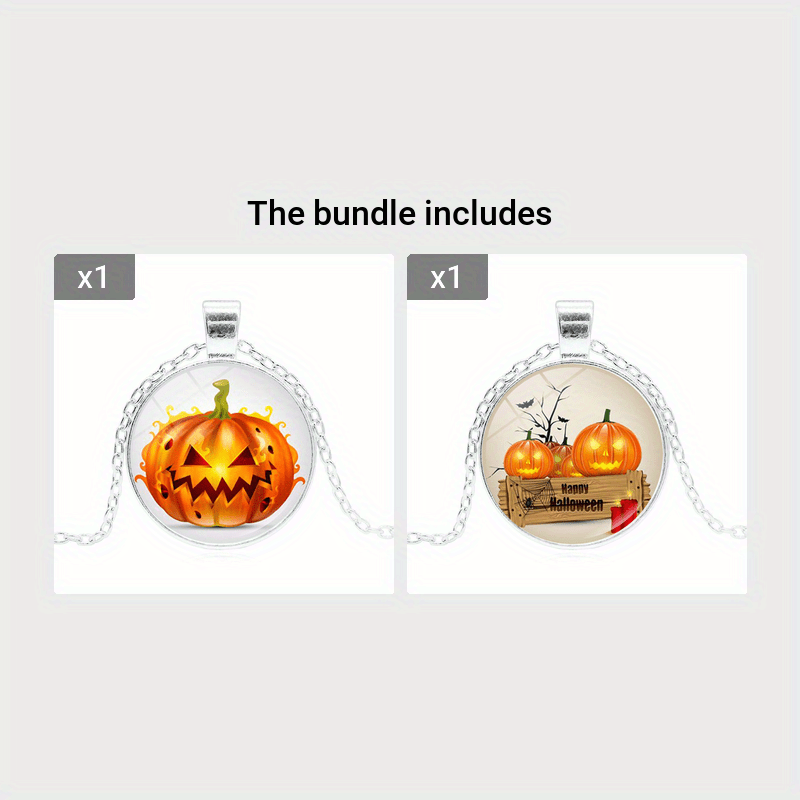 Halloween Pumpkin Skull Pendant Necklace Funky Sweater Chain