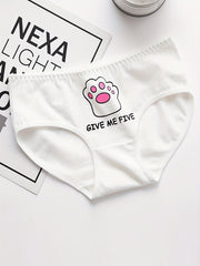 4pcs Cartoon Print Briefs Comfortable Breathable Mid Waist Panties