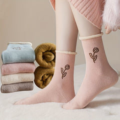 8 Pairs Floral Print Socks Soft Mid Tube Stockings