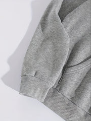 Flower & Letter Graphic Drawstring Sweatshirt