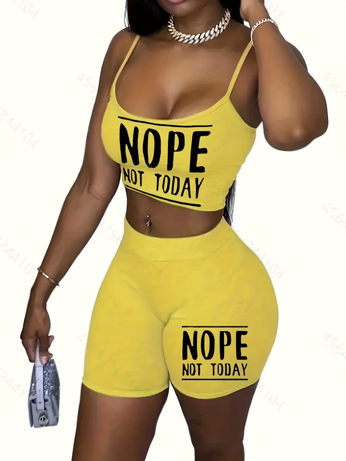 Sexy Sleeveless Cami Crop Top & Biker Shorts 2 Piece Outfits