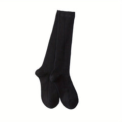 Solid Calf Socks Comfy All match Knee High Socks Women's Stockings