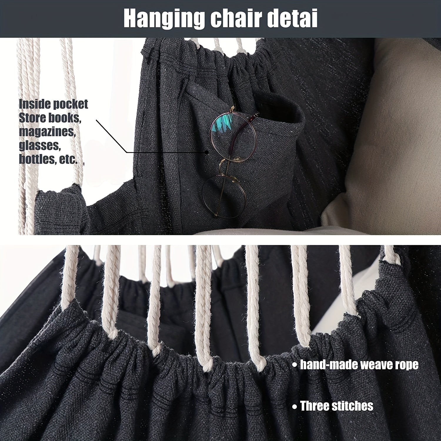 Outdoor Garden Oversized Hammock Swing Chair Tassel Hammock Detachable Iron Pipe