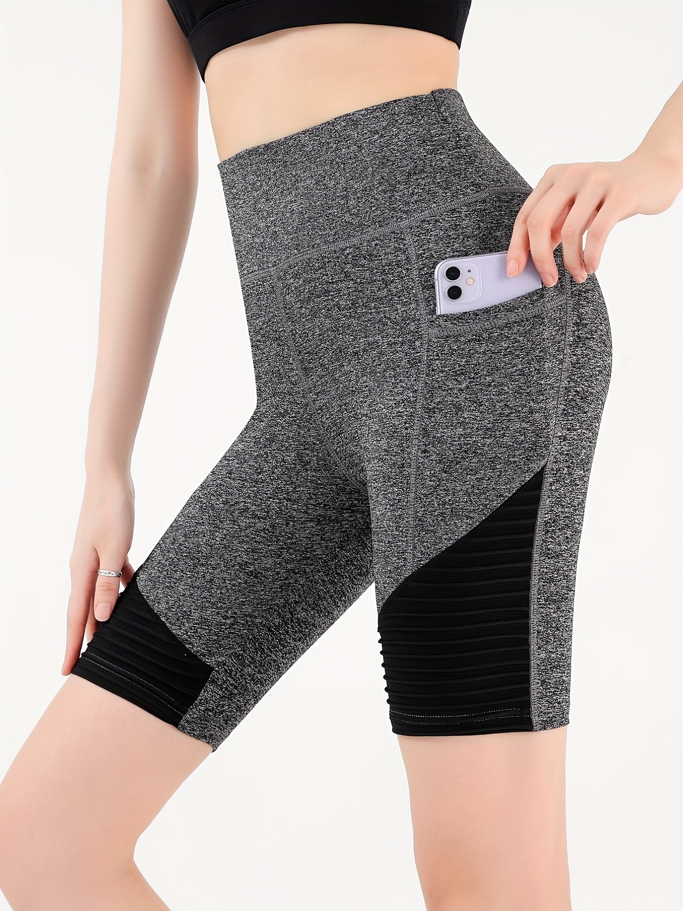 Striped Sports Shorts with Side Pockets for Women