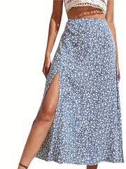 Floral Print Split Skirt for Spring & Summer