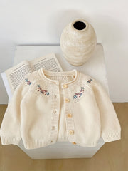 Infant Girl's Embroidered Knitted Cardigan Coat