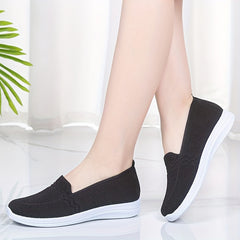 Women's Knit Flat Shoes Comfortable Low Top Slip On Casual Walking Shoes