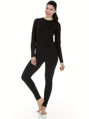2Pcs Thermal Underwear Set Long Sleeve Top & Leggings Women's Activewear