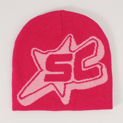 Y2K Candy Couple Beanie Letter Jacquard Skull Cap Hip Hop Ski Hat