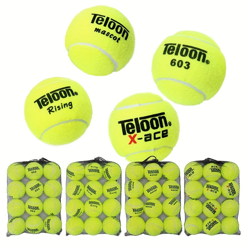 12pcs Pressureless Tennis Balls w/ Mesh Bag for Training & Exercise